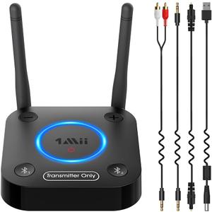 1Mii B06TX Bluetooth 5.3 Transmitter for TV to Wireless Headphone/Speaker, Bluetooth Adapter for TV w/Volume Control, AUX/RCA/Optical/Coaxial Audio Inputs, Plug n Play, aptX Low Latency & HD