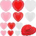 300 Pieces Valentine Heart Doilies Heart Shaped Paper Doilies Crafts Red Pink White Lace Cutouts Paper for Valentine's Day Wedding Party Decoration