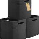 OIAHOMY Storage Cubes, 13 Inch Cube Storage Organizer, Collapsible Storage Bins, Baskets for Organizing, Storage Bins for Shelves-Black, 3-PACK