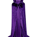 Unisex Hooded Cloak Long Velvet Cape For Halloween Christmas Cosplay Costume (Purple) No size