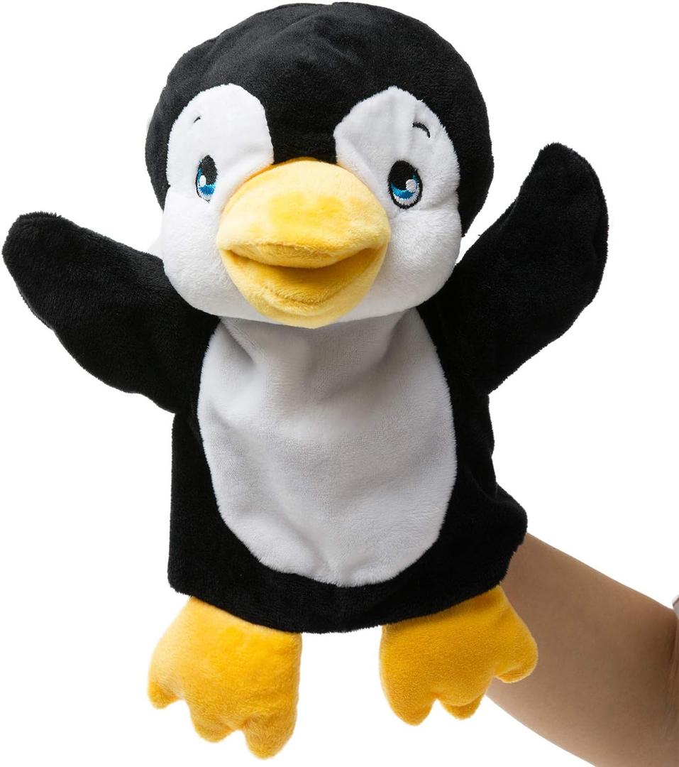 HollyHOME Plush Zoo Friends Hand Puppet Animal Puppet Penguin for Kids Storytime 14 Inches Black