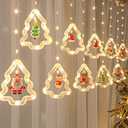 MILEXING Christmas Lights, 10 Tree Lights 120 LED Christmas Decorations Indoor, Battery Operated Christmas Window Lights 9.84 ft Waterproof String Light for Bedroom Party Curtain Decor