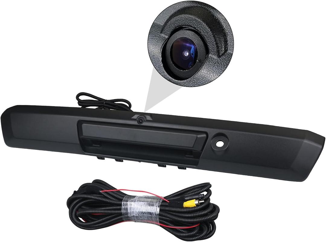 TQPONLY Tailgate Handle with Rear View Backup Camera,Compatible with 2017-2020 Ford F250 F350 F450 F550 Super Duty Pickup Rear Door Latch Handle (Textured Black)