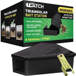 LockBait Pro Mouse Bait Stations | 6 Pack Mouse Bait Box for Outdoor Use | Mice Bait Stations with Keys for Indoor and Outdoor Use | UCatch