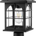 Solar Post Light Outdoor, Dusk to Dawn Outdoor Post Lamp with Pier Mount Base, 3-in-1 Mounting (Pier/Pole/Hanging), Wireless Black Waterproof Fence Pole Light for Garden Yard Patio Entryway