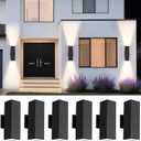 Dusk to Dawn Outdoor Lighting, LED Square Up and Down Outdoor Sconce Lights, Matte Black Exterior Lighting Fixtures with 7W LED Bulbs, Front Porch Lights for house, Garage, Patio, Doorway, 6 Pack