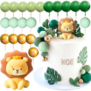 JeVenis Lion Cake Topper Lion Decorations Safari Animal Cake Toppers Wild One Cake Topper Jungle Baby Shower Decoration