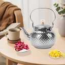 Hammered Tea Kettle, Stainless Steel Tea/Coffee Pot Loose Leaf Teapot for Tea, Milk, Coffee, 1.2L Teapot with Strainer Stovetop Tea Kettle, Outdoor Travel Supplies, Gift For Tea (Silver)