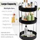 Rotating Makeup Organizer Countertop 3 Tier Lazy Susan Trays Spinning Skincare Perfume Storage for Bathroom Counter Vanity, Black