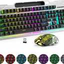 Wireless Gaming Keyboard and Mouse Combo, RGB Backlit Rechargeable 2000 mAh Battery, Mechanical Feel Anti-ghosting Keyboard + 6D 4800DPI Mice for PC Gamer