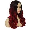 Kaneles Ombre Red Curly Wig Long Wavy Hair Wigs for Women Black Red Synthetic Fiber Hair Cosplay Party Halloween Wigs