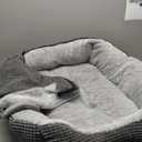 Dog Beds for Up to 20 lbs Dogs, Small Rectangle Puppy Beds Featuring Cave Hooded Blanket & Non-Slip Bottom, Comfy Anti-Anxiety Pet Beds for Dogs, Warm and Machine Washable (20 inches, Grey)