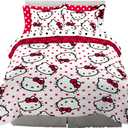 Franco Kids Bedding Super Soft Comforter and Sheet Set with Sham, 7 Piece Full Size, Hello Kitty(Prints may vary) 