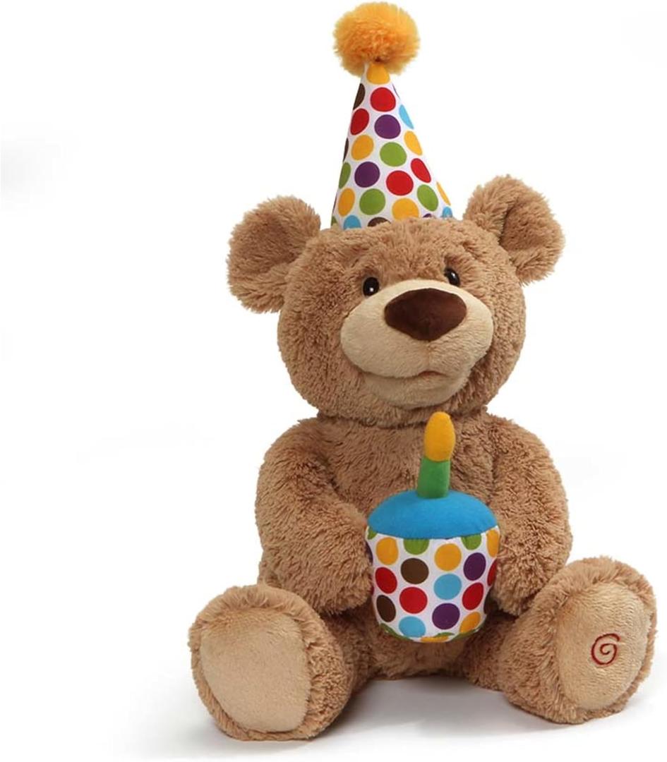 GUND Happy Birthday Teddy Bear Bear Animated Plush Toy, Glow-in-The-Dark Singing Stuffed Animal, Brown, 10