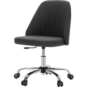 DUMOS Office Desk Chair, Modern Cute Rolling Vanity Swivel Task Chairs with Wheels, Comfortable Back Seat Armless for Home, Bedrooms, Office, Study, Student, Adults, Make-up, Dressing Room, Dark Grey (Dark Grey)