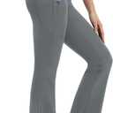 baleaf Womens Flare Leggings with Zipper Pockets Drawstring Flared Yoga Pants Bell Bottom Leggings Tummy Control, XS