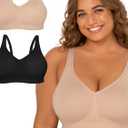 Fruit of the Loom Women's Fit for Me Collection: Plus-Size Wireless Bra - Soft Cotton Comfort & Support (38DD, Sand/Black Hue)