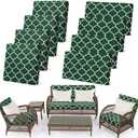 Newwiee 8 Pcs Stretch Patio Outdoor Cushion Covers Waterproof Replacement Sofa Couch Covers for 4 Backrests and 4 Cushions Washable Lawn Garden Seat Furniture Protector(Dark Green)