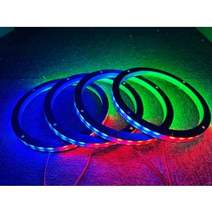 4PCS 8" Car LED Speaker Decorative Light Kit Dream Color Chasing Flow Series Spacer Ring Light Coaxial Speaker Lights Bluetooth App & Remote Controlled (4)