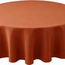 Biscaynebay Fall Tablecloth Textured Fabric Round Table Cloth 60" for Tables diameters from 28" to 48", Rust Thanksgiving Autumn Harvest Water Resistant Fabric Table Cover for Kitchen, Dining, Parties