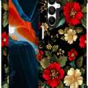 PIXIU Unique Flower Pattern Compatible with Samsung Galaxy A16 5G case, Heavy Duty Dual Layer Shockproof Full-Body Protective Sturdy Hybrid Cute Rugged Case for Women,Girls,Kids-Red Floral (A13)