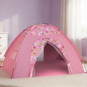 Kids Play Tent, Extra Large Unicorn Playhouse for Girls, 70"x45"x43" Pink Kids Playhouse with Cute Ice Cream & Fruit Prints, Foldable Indoor Play Space, Tunnel-Ready Design, Easy Setup Gift Idea