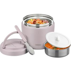 wiwens Thermo Food Jar for Hot Food Adults 32OZ Soup Thermo Lunch Containers Wide Mouth Vacuum Insulated Stainless Steel Leakproof Bento Box with Spoon (Purple)