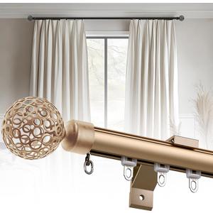 Single Wall Traverse Curtain Rod (Gold, 3.9ft (1.2m)