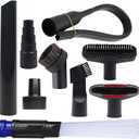 9 Pcs Household Cleaning Vacuum Cleaner Attachments for Shop Vac Accessories - 2 1/2" to 1 1/4" Vacuum Hose Adapter, 1 7/8" to 1" Adapter for Shop Vac, 1 1/4" Vacuum Brush Flexible Crevice Tool (Black)