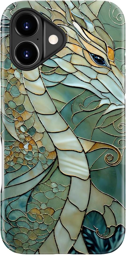 DorisMax for iPhone 17 Case - Wireless Charging Compatible - Dual-Layer Hard Shell + Silicone Cover - Shockproof Protective Phone Case with Stylish Designs for Women - an Abstract Dragon