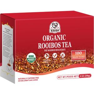 52USA Rooibos Tea Organic, 100 Tea bags, Pure Premuim Rooibos Tea, Naturally Sweet Herbal Tea, Caffeine Free Rooibos Tea, Farmed in South Africa, 9oz (250g)