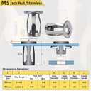 Stainless M5 Jack Nut with Installation Tool Threaded Insert Nuts Nutserts Jacknut Srew Anchor Spider Rivnut Blind for Plastic Polywood Pressboard Hardboard Thin Board Hollow Wall