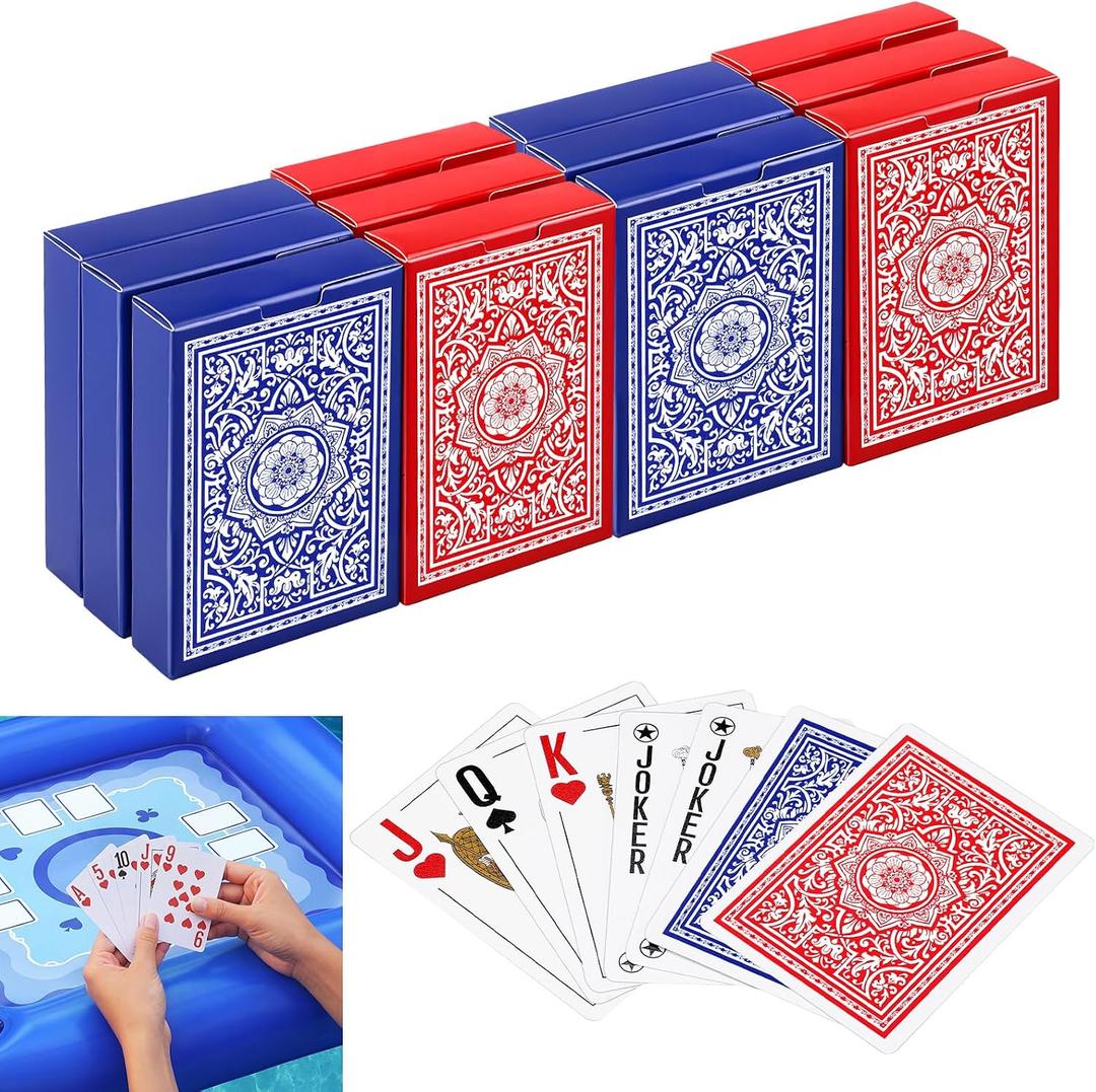 Outus 12 Decks Waterproof Playing Cards Plastic Poker Game Jumbo Index Large Size Waterproof Washable for Texas Holdem Poker Family Game Birthday Party for Beach Pool Camping