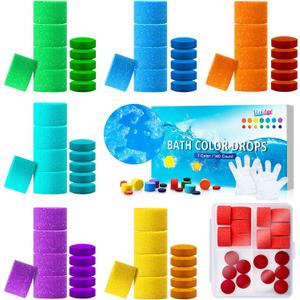 Bath Color Tablets for Kids, Nontoxic & Fragrance-Free Vibrant Bath Color Drops Create Fun Bath Colors, Water Color Tablets in 5 Colors for Kids Bath, Make Fun Educational Bathtime