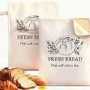 Bread Bags for Homemade Bread & Sourdough, 2 Pack Reusable Sourdough Bags, XL Natural Cotton Beeswax Bag, Fresh Keeping Extra Large Food Storage Cloth Bag for Gift Giving