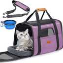Morpilot Pet Travel Carrier Bag, Soft-Sided Dog Carrier Cat Carrier Pet Carrier, for Large Cats and Medium Puppies up to 25lbs, with Locking Safety Zippers, Foldable Bowl (Purple), Size: 18.0"L x 12.5"W x 14.0"H