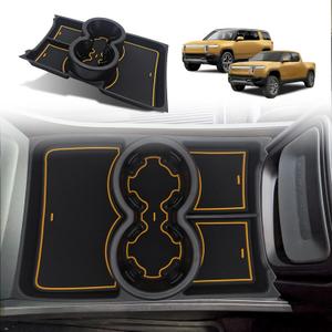 BestEvMod for Rivian R1T R1S Lower Center Console Organizer Tray Compatible with Rivian R1T R1S 2022 2023 2024 Fit 32oz Bottle Accessories(Yellow)