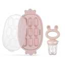 Haakaa Baby Fruit Food Feeder & Silicone Freezer Nibble Tray Combo - Breastmilk Popsicle Mold for Baby Cooling Relief, BPA Free Baby Mesh Food Feeder for Infant Self Feeding (Blush)