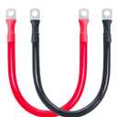 ECO-WORTHY 2AWG Battery Cable with 5/16'' Lug Terminals 12inch Cables Set Tinned Copper Battery Inverter Cable for Car, Truck, RV, Solar