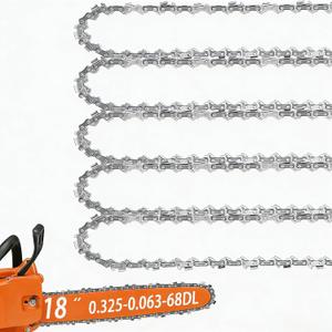 5 Pack 18 Inch Chainsaw Chain .325" Pitch .063'' Gauge 68 Drive Links Fit Stihl MS250 MS251 MS210 MS230 26RS68, V68, L68 and More.