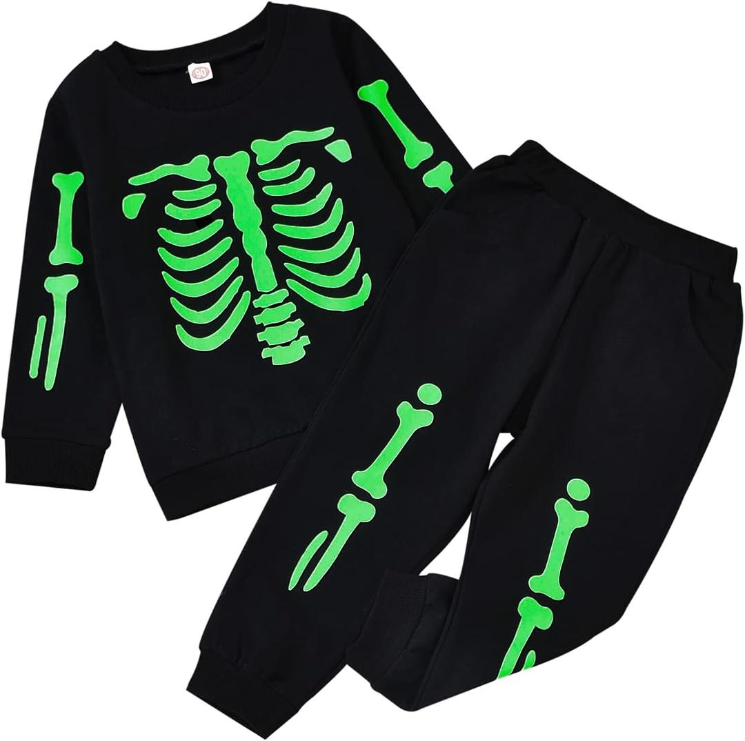 HIHA Toddler Boys Halloween Outfit Nightmare Mummy Skeleton Pullover Sweatshirt Tops Pant Christmas Clothing Set (2-3T)