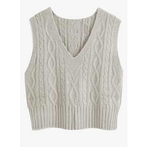 Sweater Vest Women's V-Neck Sweater Tank Tops Pullover Cable Knit Vest Solid Color Sleeveless Loose Fit Sweater Top Size S/M