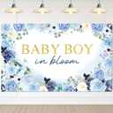 Avezano Baby Boy in Bloom Backdrop 6x3.6 ft Baby in Bloom Baby Shower Decorations Boy Blue Watercolor Floral Baby Shower Banner Newborn Photography Props