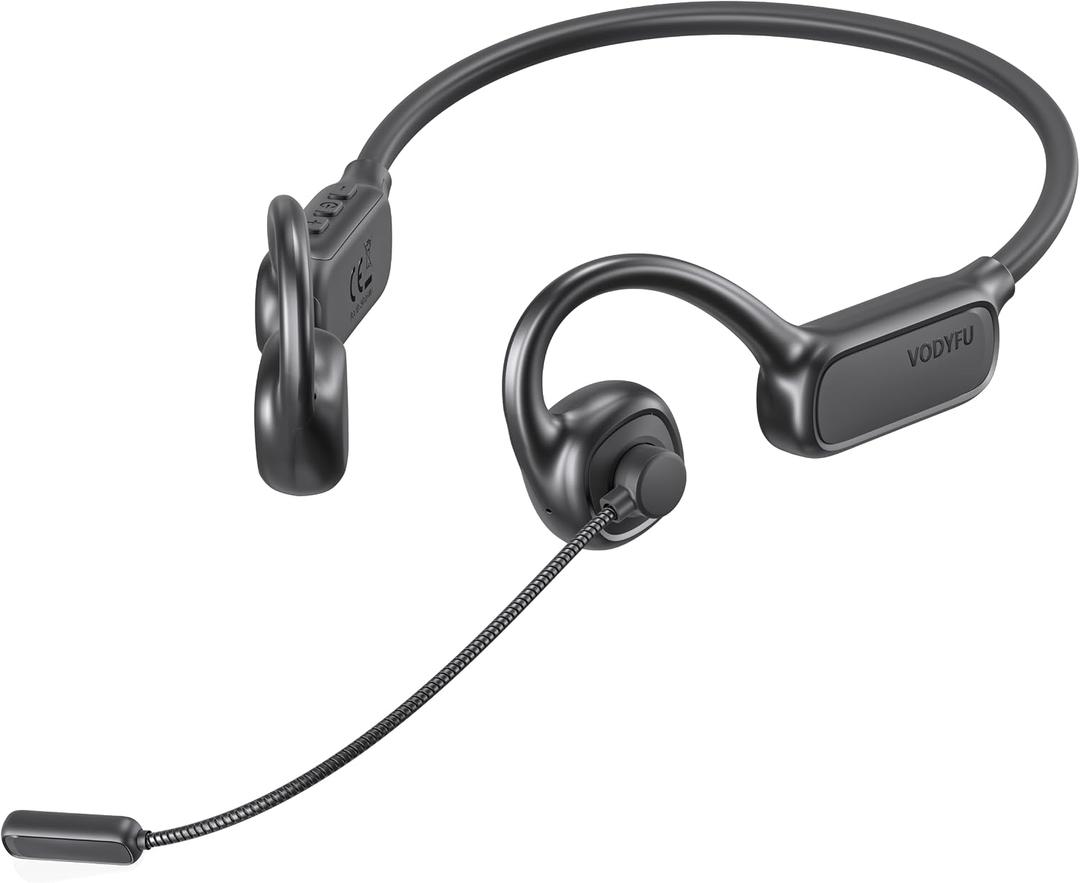 Open Ear Headphones with Mic,20H Bluetooth Headset with Microphone,5.4 Bluetooth Headphones with Noise Cancelling Mic,IPX5 Wireless Headset with Mic for Work,Zoom,Workout, Driving, Call