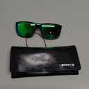 MERRY'S Rectangular Polarized Sports Sunglasses for Men Women Cycling Driving Fishing UV400 Protection S8225 (Black Frame/Gray Metal/Green Mirror Lens)