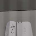 Wall Outlet Extender with Shelf and Night Light, Surge Protector, Wall Mount Charger Multi Plug Expander with 5 AC Outlets and 3 USB A Ports 1 USB C, Wide Space 3-Sided Power Strip Multi Plug Outlets (White)