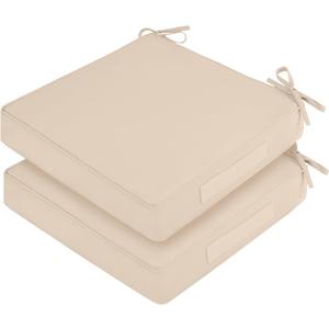 Outdoor Chair Cushions, Removable Covers, Beige, 24 x 24