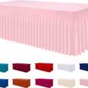 Smiry Spandex Tablecloth, Elastic Fitted Stretch Tablecloth for 6FT Rectangle Tables, Waterproof Washable Table Cover Skirt for Wedding, Banquet & Parties (Pink, 72Lx30Wx30H Inch)