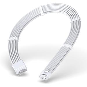 EZDIY-FAB 16pin (12+4) 12VHPWR PCIe 5.0 GPU Power Sleeved Cable Extension, Male to Female, Compatible with RTX 5080, 5070, 4090, 4080, 4070,16AWG with Cable Combs-All White