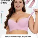 JishinGal Womens Push Up Bra Full Coverage Seamless Underwire Hide Back Fat, Wide Straps, Smooth Uplift T-Shirt Bra (36B, Pink)